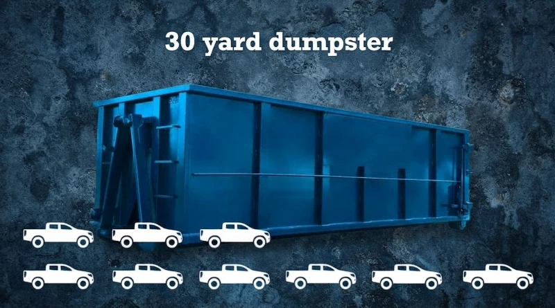 30 Yards Dumpster equals to 9 pickup trucks loading capacity